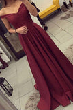 Burgundy Off The Shoulder Long Prom Dress OK133