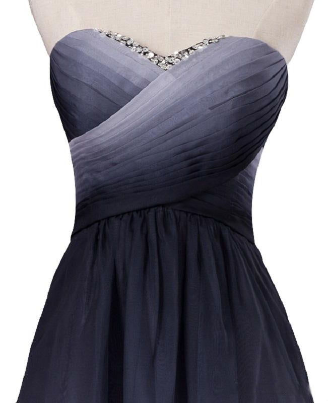 High Low Sweetheart Ombre Prom Dresses Unique Pleated Homecoming Dresses with Sequins N1676