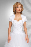 Simple White Short Sleeve Satin Weeding Jacket, Cheap Bridal Jacket