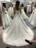 Strapless Sweetheart Beaded Shinny Tulle Ball Gown Wedding Dresses