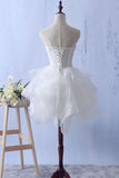 Ivory Mini Ruffles Strapless Lace Appliques Short Homecoming Dresses N791