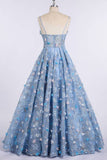 Spaghetti Strap Sweetheart Prom Dresses with Flowers Gorgeous Formal Dresses N1367