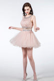 Sparkly Two Piece Homecoming Dresses Short Beaded Tulle Prom Gowns with Sequins N2011