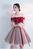 Off-the-shoulder Red Appliques Homecoming Dresses N121