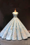 Light Blue Off the Shoulder Ball Gown Quinceanera Dress, Senior Prom Dresses N1552