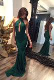 Sexy Halter Mermaid Prom Dress Jade Backless Long Evening Dress N1372