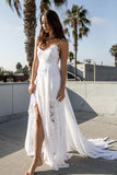 Bohemian Wedding Dresses Spaghetti Straps Long Beach Wedding Gown N959