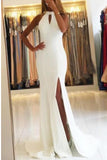 Unique Open Back Sleeveless Prom Dresses with Train Mermaid Formal Evening Dresses N1169