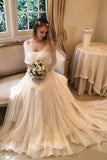 Elegant Chiffon Beach Wedding Dresses with Wrap Sleeves Unique Bridal Dresses N1769