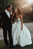 Simple Sweetheart Satin Wedding Dress with Bowknot, Cheap Beach Wedding Dress N1275