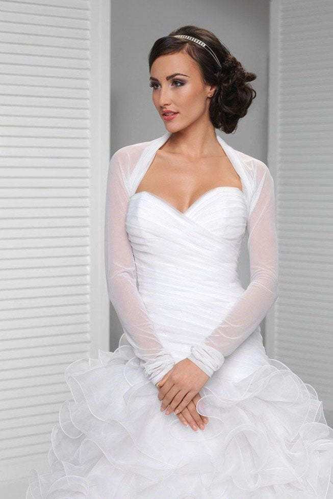 White Long Sleeve Weeding Bolero Jacket, Cheap New Style Bridal Jacket
