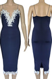 Navy Blue Spaghetti Strap Applique Sheath Short Homecoming Dresses Party Dresses N2155