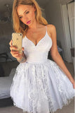 Cute Spaghetti Straps Lace Junior Dresses, Short Homecoming Dress with Lace N1925
