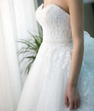 Gorgeous Princess Pink Sweetheart Court Train Lace Tulle Wedding Dresses N660