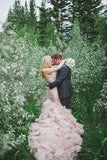 Gorgeous Sweetheart Ruffles Pleats Mermaid Wedding Dresses with Beading N546