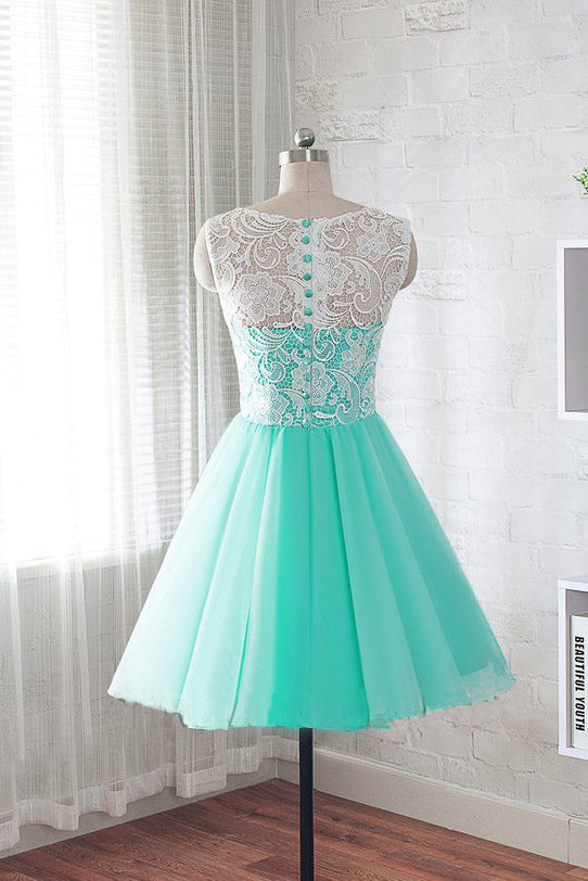 Fashion Round Neck A Line Short Homecoming Dresses with Lace N992