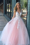 Stunning Lace Applique Long Prom Dress Quinceanera Dress with Flowers N2035