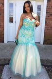 Unique Sweetheart Mermaid Plus Size Prom Dresses with Appliques Floor Length Dresses N2228