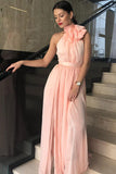 Unique A-Line High Neck Chiffon Long Prom Dress, Cheap Sleeveless Long Formal Dress