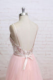 Spaghetti Straps Pink Lace Flora Tulle Sweetheart Backless Wedding Dresses Prom Dresses N820