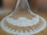 3.5M Long Cathedral Bridal Wedding Veils With Comb 2 Tiers Lace Appliques