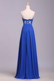Elegant Strapless Chiffon Evening Dresses with Lace Appliques Long Prom Dresses N1204