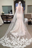 Ivory Venusvi Lace Edge Chapel Length Wedding Bridal Veil+Comb Bridal Veil V002