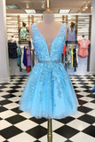 A Line Sleeveless Lace Appliqued Tulle Beading Homecoming Dresses N1827