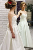 Sweetheart Satin Wedding Dresses with Bowknot Beach Wedding Dresses N1275