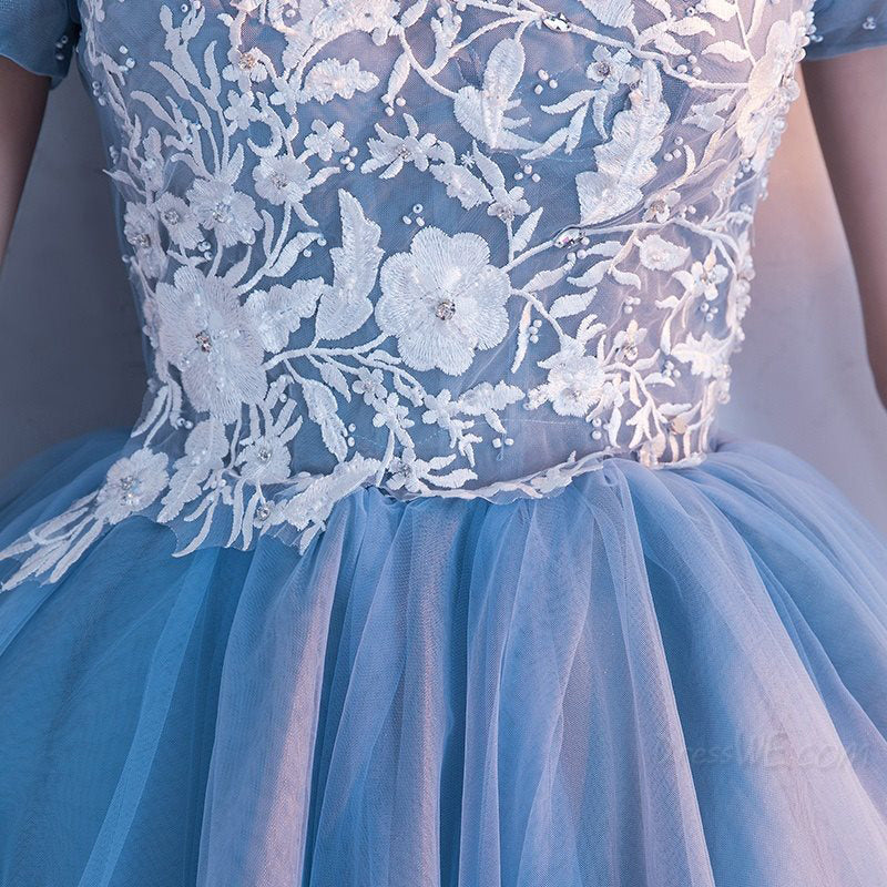 A Line Off-the-Shoulder Applique Short Homecoming Dresses, Puffy Cocktail Dresses N1947