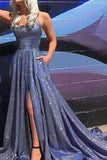 New Style Sleeveless Long Prom Dress with Side Slit, A Line Sexy Evening Dresses N2671