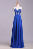 Elegant Strapless Chiffon Evening Dress with Lace Appliques, Long Prom Dress N1204
