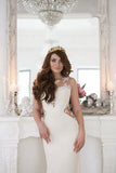 Stunning See-through Mermaid Sleeveless Lace Appliques Court Train Wedding Dresses N465