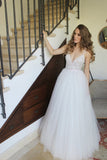 Spaghetti Straps Ivory Floor Length Tulle Beach Lace Wedding Dresses N627