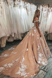 Ball Gown Long Tulle Off the Shoulder Tulle Quinceanera Dress with Lace Appliques N2203
