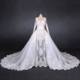 Gorgeous Long Sleeves Long Wedding Dresses V-Neck Long Bridal Dresses N2288