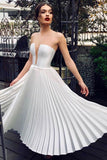 Ankle Length Strapless Wedding Dresses Ivory Pleats Beach Wedding Dresses N2276
