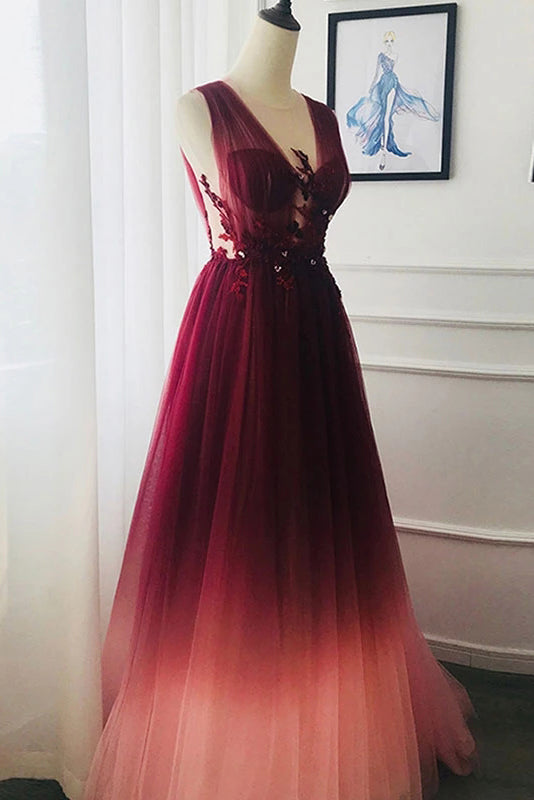 Maroon sales ombre dress