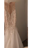 Gorgeous Strapless Tulle Mermaid Wedding Dresses Long Bridal Dresses with Appliques N1791