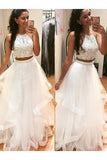 Two Piece Floor Length Prom Dresses with Beading  Prom Dresses for Teens N1423