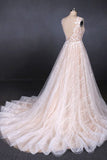 Puffy Sleeveless Lace Wedding Dresses Elegant A Line Backless Bridal Dresses N2296
