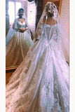 One Layer Tulle Bridal Veils with Lace Applique Edge Ivory Wedding Veil V036