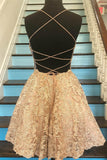 Newest Spaghetti Straps Lace Homecoming Dresses Sexy Lace Short Prom Dresses N1874