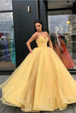 Yellow Ball Gown Sweetheart Prom Dress, Princess Floor Length Tulle Quinceanera Dresses N1320