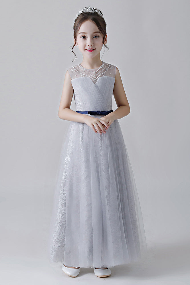A Line Tulle Appliques Flower Girl Dresses