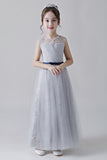 A Line Tulle Appliques Flower Girl Dresses
