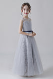 A Line Tulle Appliques Flower Girl Dresses