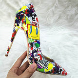 High-heels with Colorful Patterns Fashion Women Party Shoes yy10