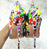 High-heels with Colorful Patterns Fashion Women Party Shoes yy10