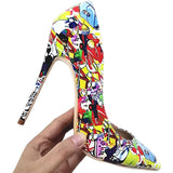 High-heels with Colorful Patterns Fashion Women Party Shoes yy10